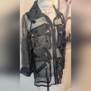 Ralph Lauren Black Label Sheer Black Top Size medium